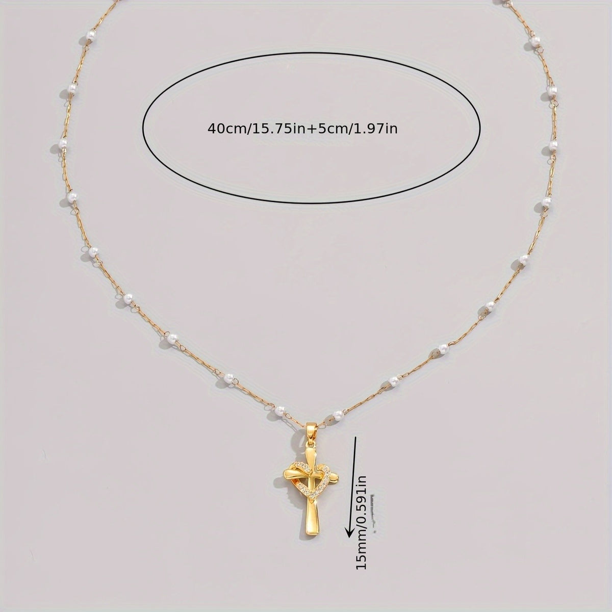 18k Dainty Pearl Cross Necklace