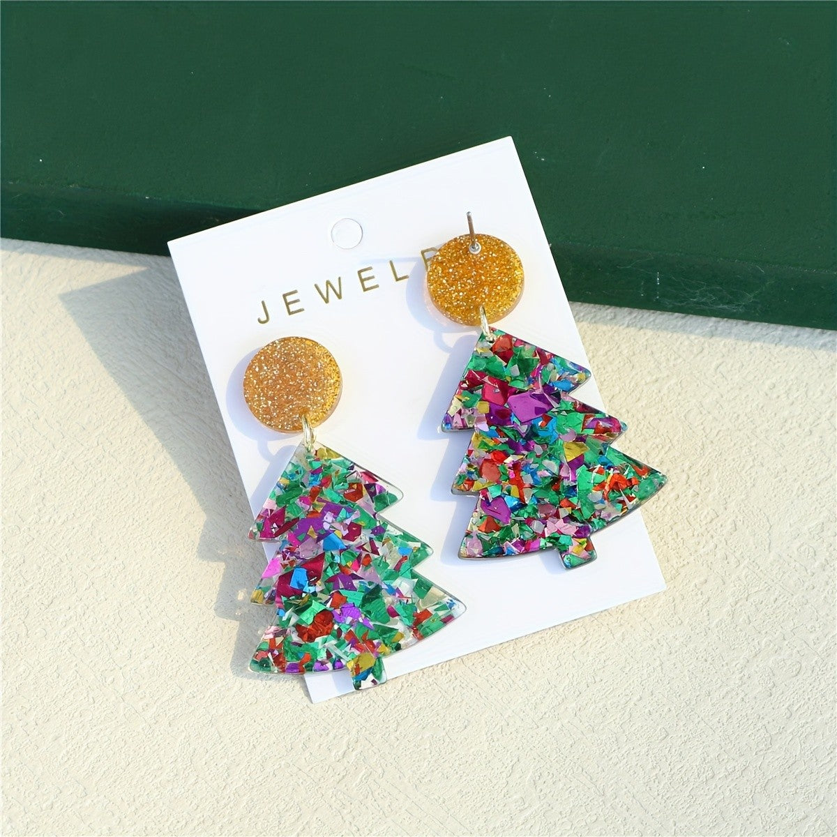 Festive Glitter Christmas Tree Earrings