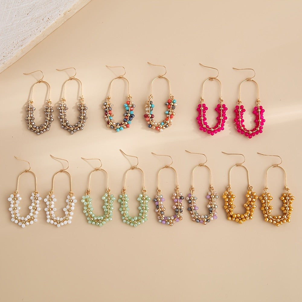 18k Boho Beaded Hoop Earrings