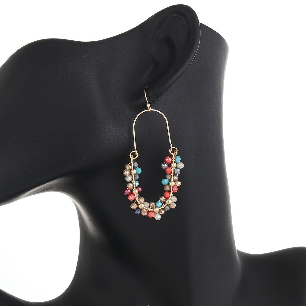 18k Boho Beaded Hoop Earrings