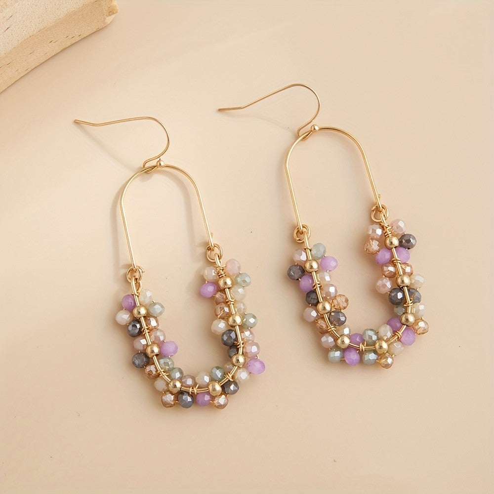 18k Boho Beaded Hoop Earrings