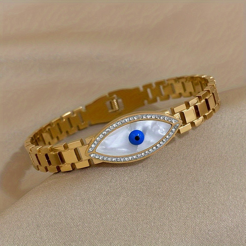 18k Classy Rhinestone Evil Eye Bracelet