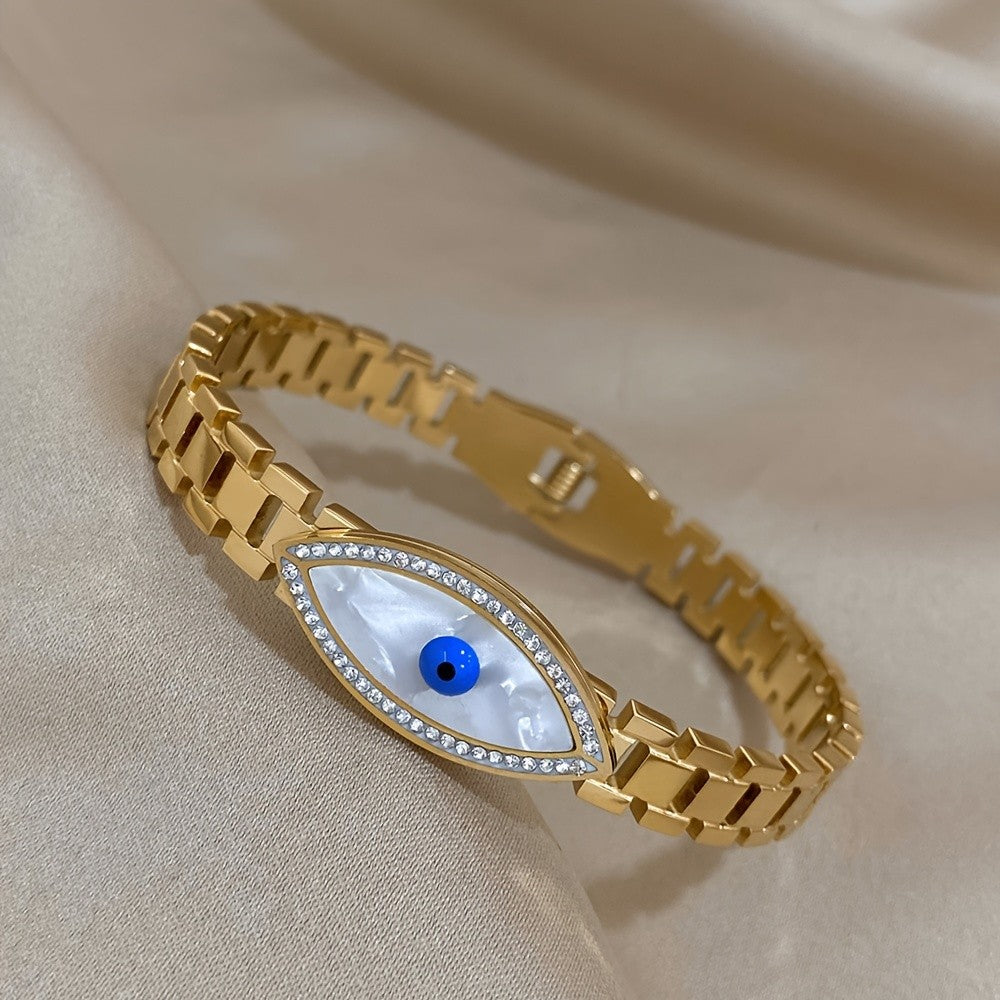 18k Classy Rhinestone Evil Eye Bracelet