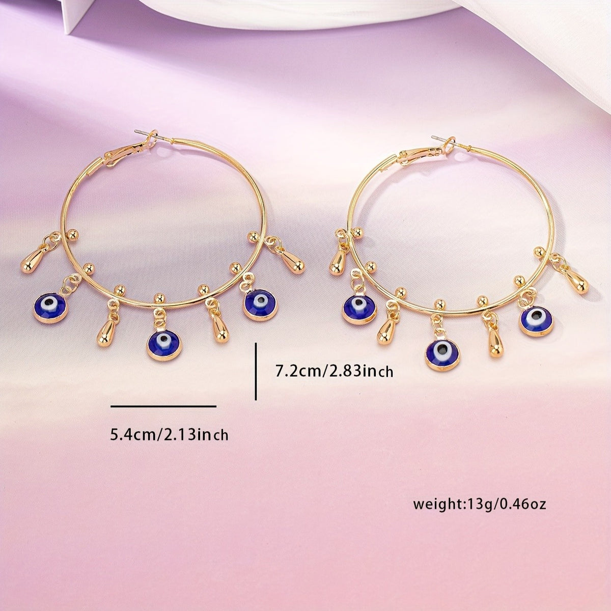 Boho Evil Eye Drop Hoop Earrings