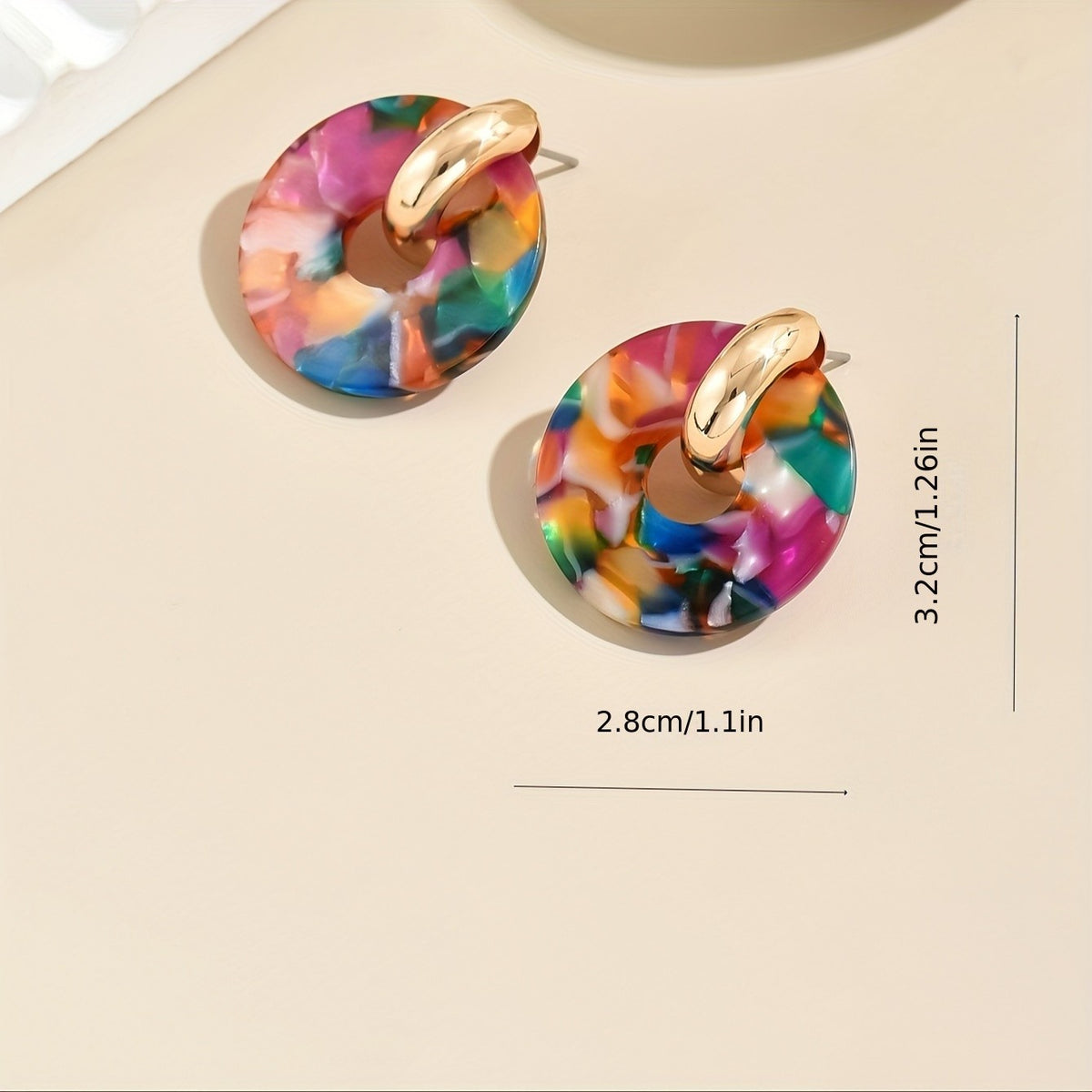Elegant Multicolor Patchwork Drop Earrings