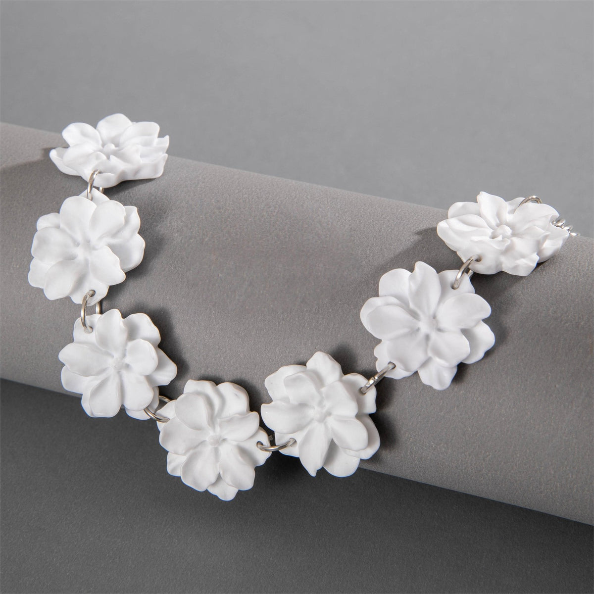 Elegant White Floral Resin Necklace