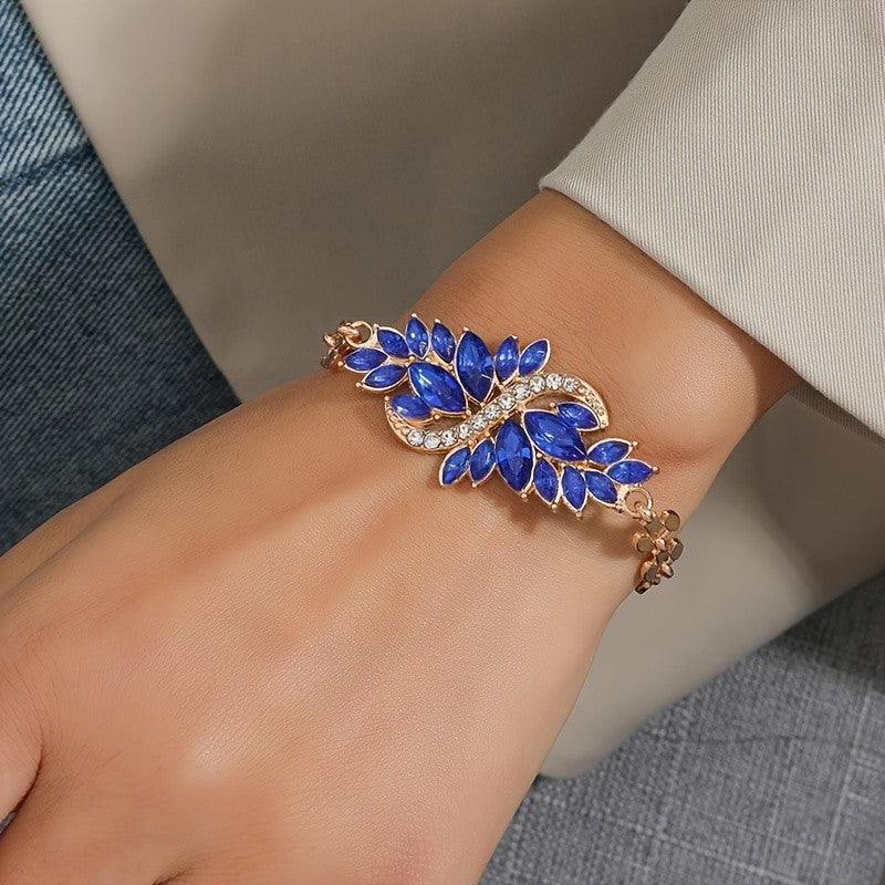 Classy Blue Leaf Statement Bracelet