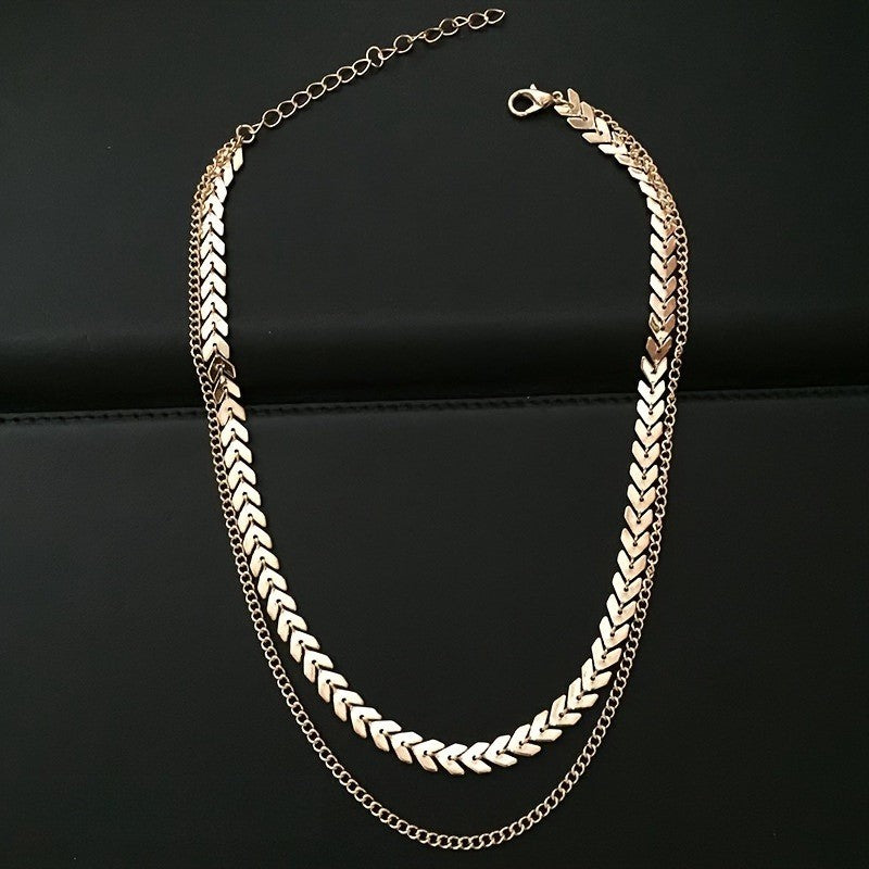Boho Layered Leaf Choker Necklace