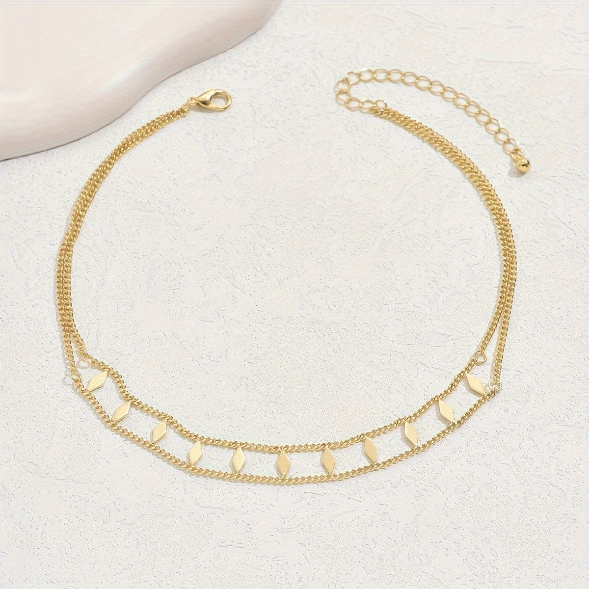 14k Dainty Double Layer Choker Necklace