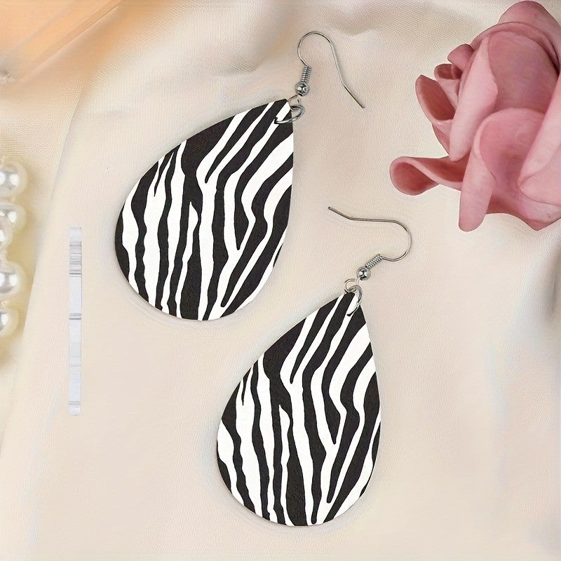Boho Zebra Print Teardrop Earrings