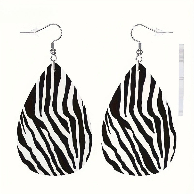 Boho Zebra Print Teardrop Earrings