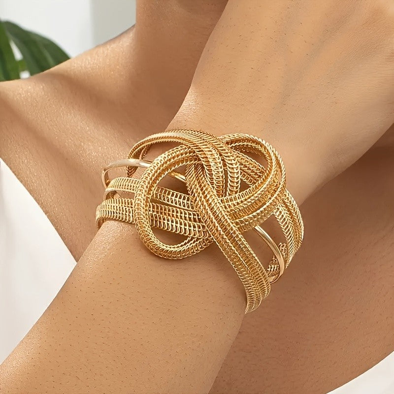 18k Boho Woven Knot Cuff Bracelet
