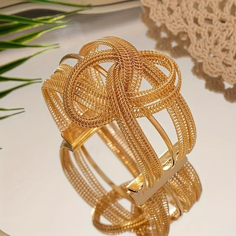 18k Boho Woven Knot Cuff Bracelet