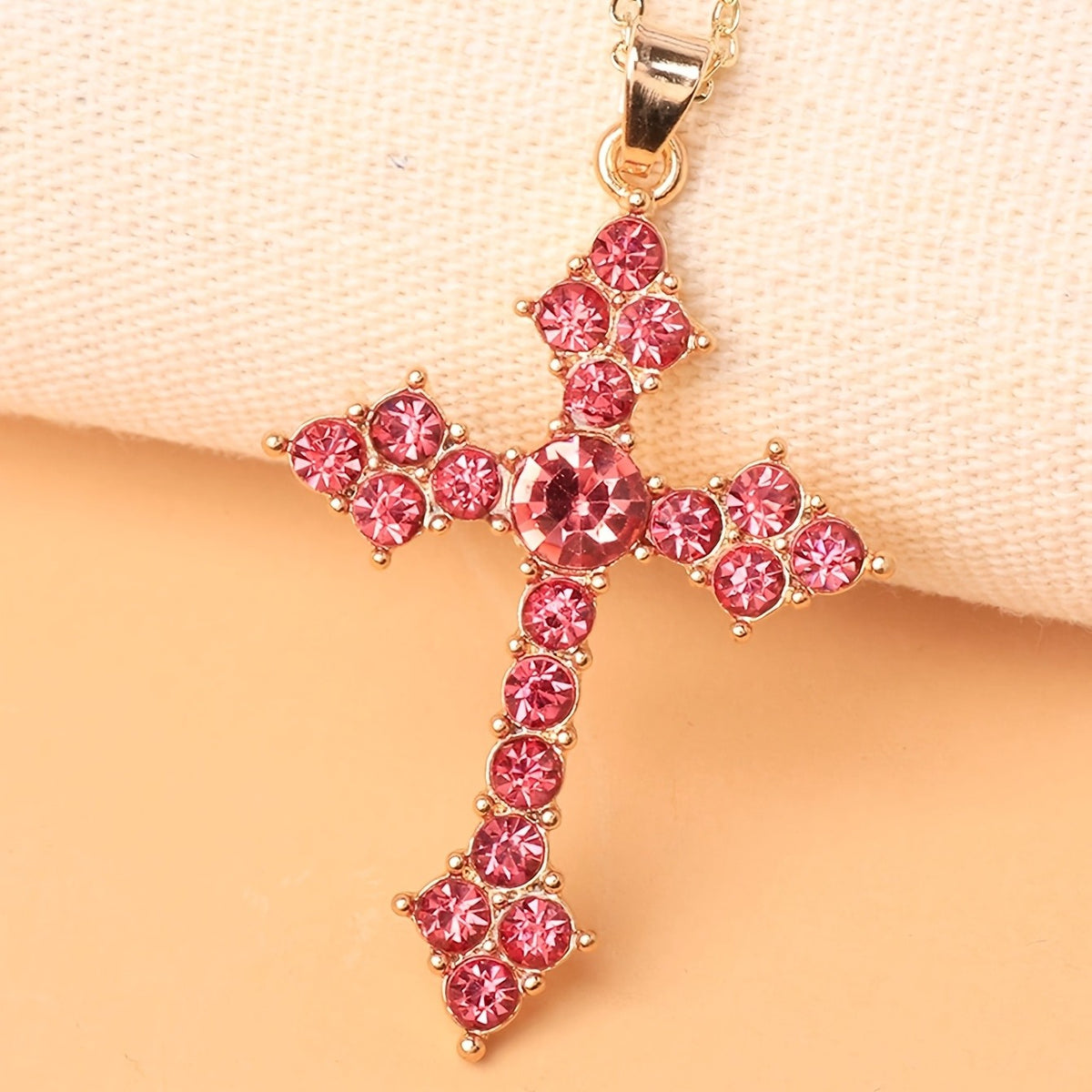 Elegant Green Crystal Cross Necklace