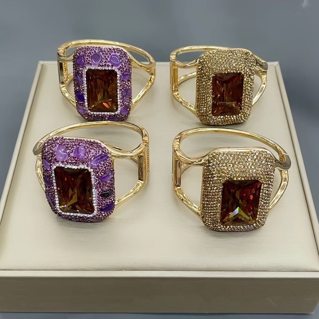 Classy Purple Stone Cuff Ring