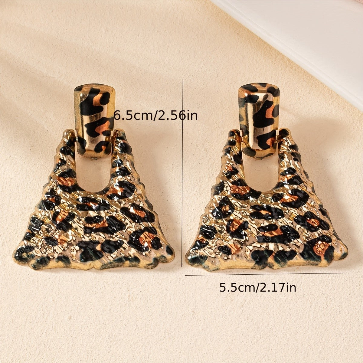 18k Boho Leopard Print Bag Earrings
