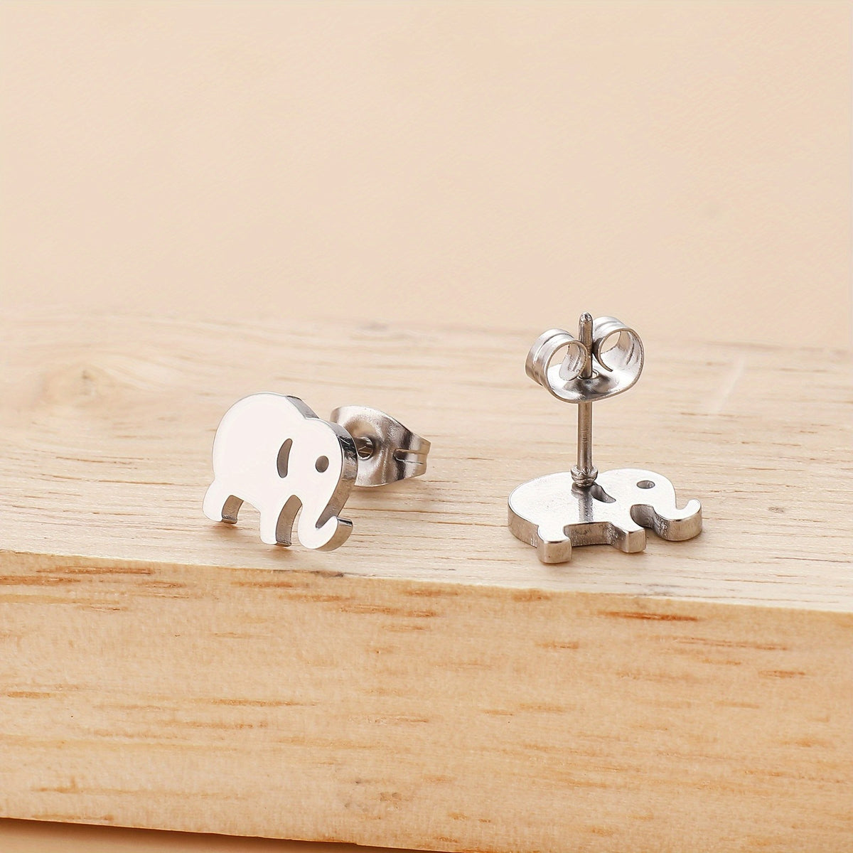 18k Elegant Elephant Stud Earrings