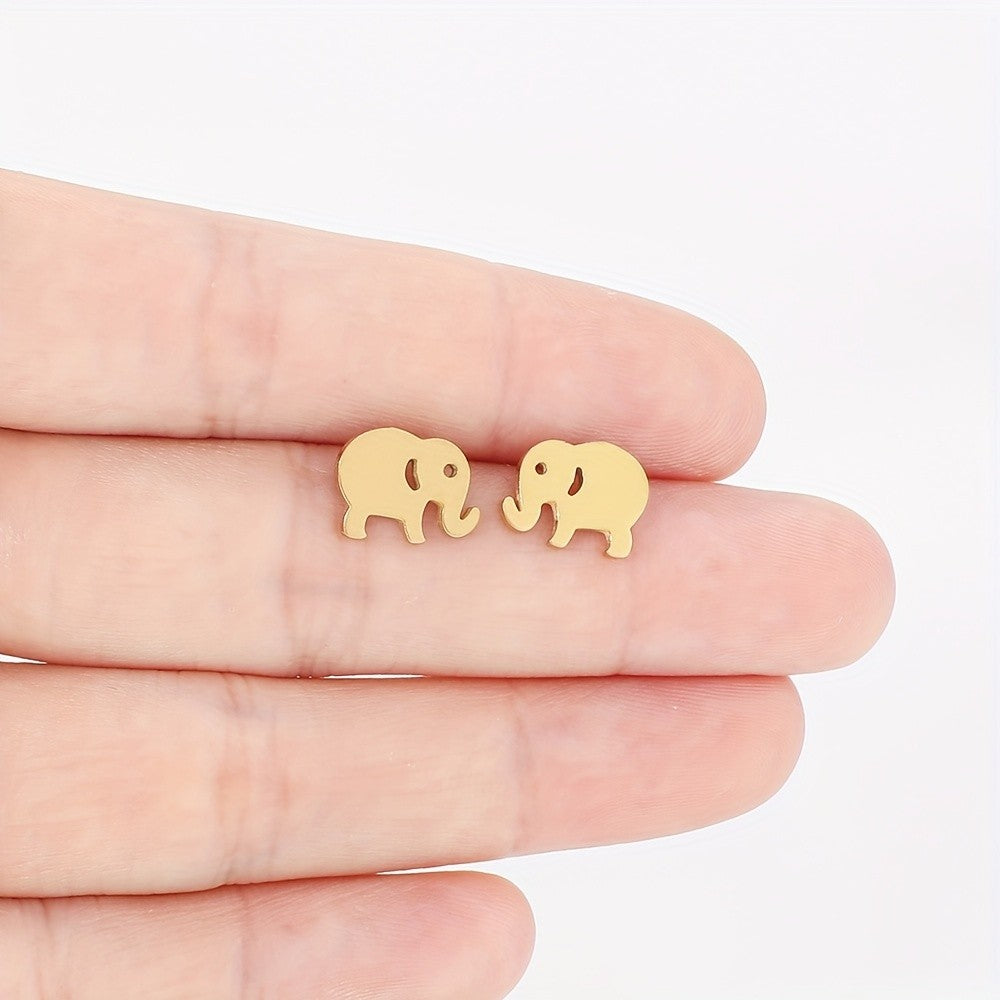 18k Elegant Elephant Stud Earrings