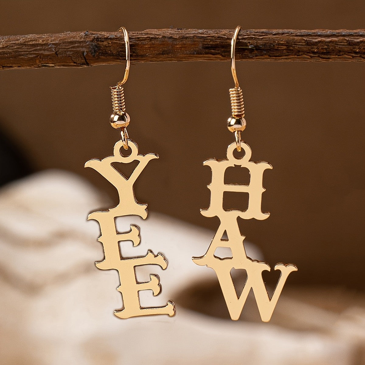 Elegant Western Yeehaw Letter Dangle Earrings