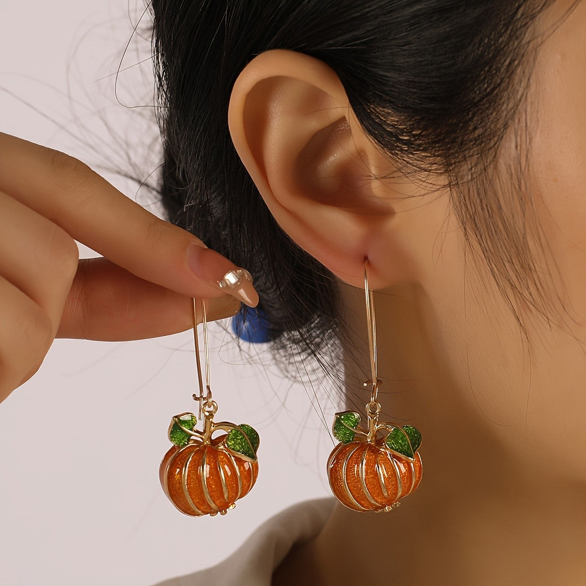 Cute Glazed Pumpkin Drop Earrings
