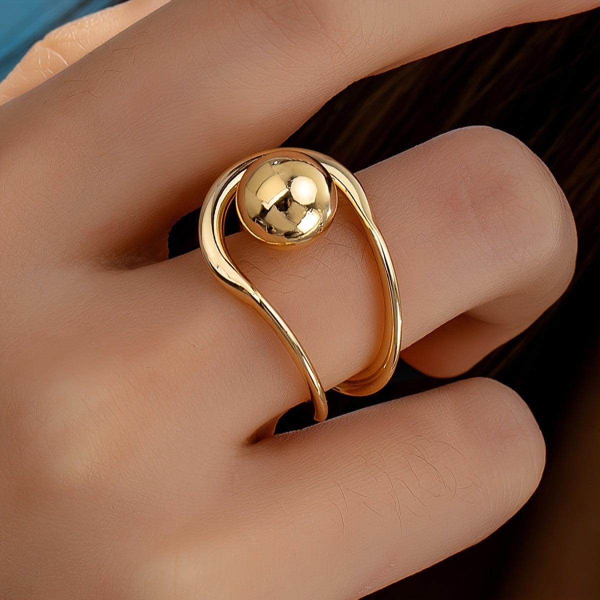 Classy Asymmetric Sphere Wrap Ring