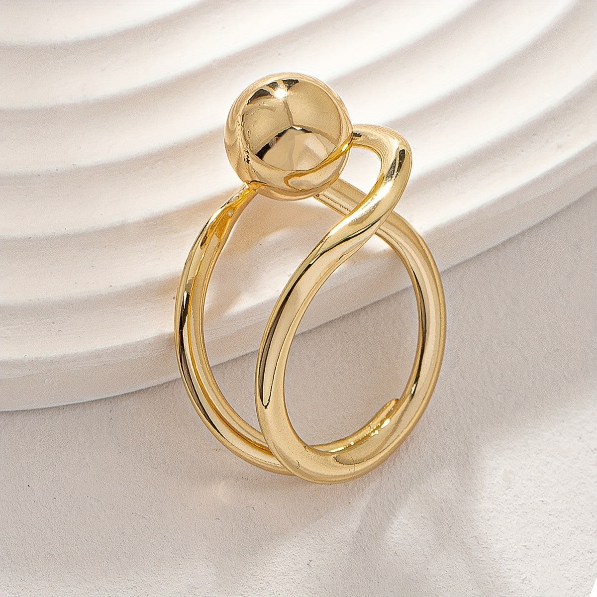 Classy Asymmetric Sphere Wrap Ring