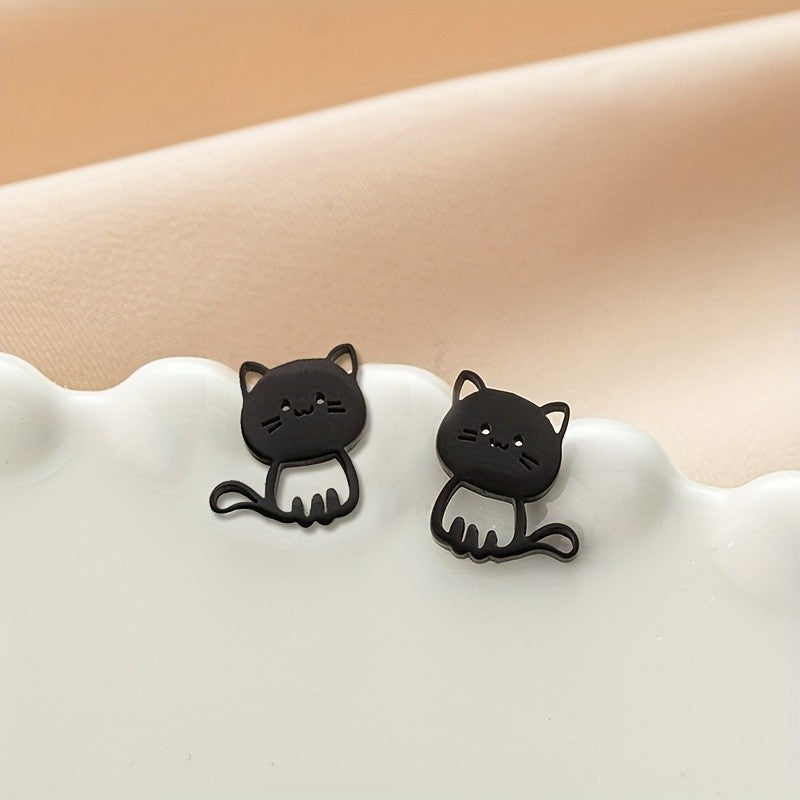 Dainty Cute Cat Stud Earrings