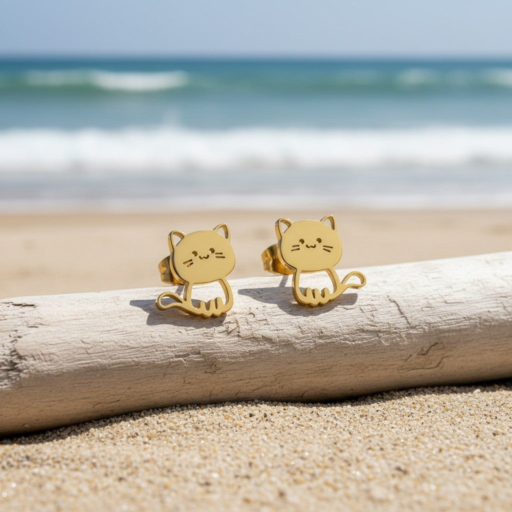 Dainty Cute Cat Stud Earrings