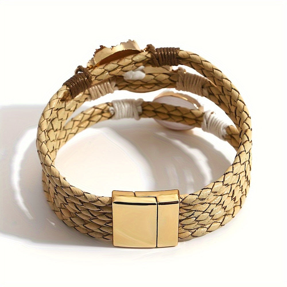 Boho Braided Triple Stone Wrap Bracelet