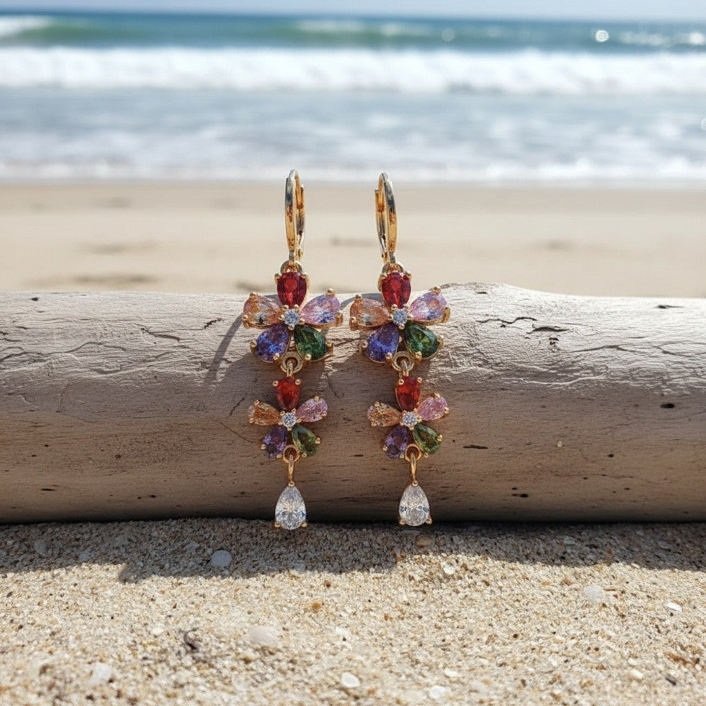 Boho Multi-Color Floral Drop Earrings