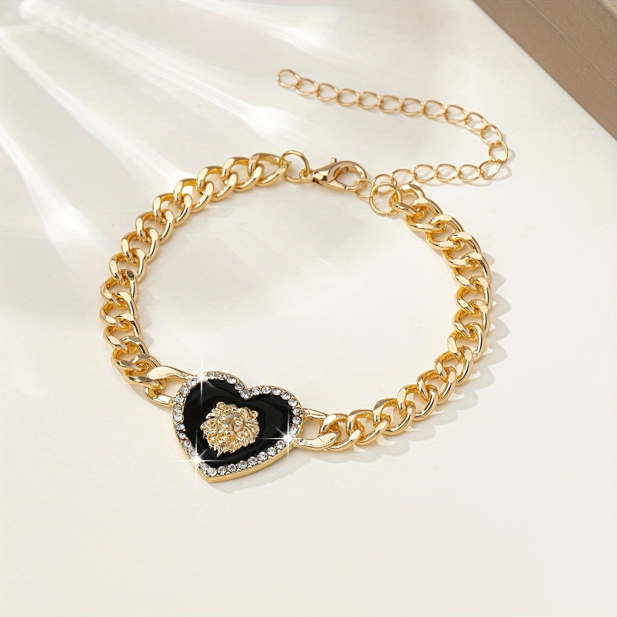 Classy Black Heart Lion Anklet