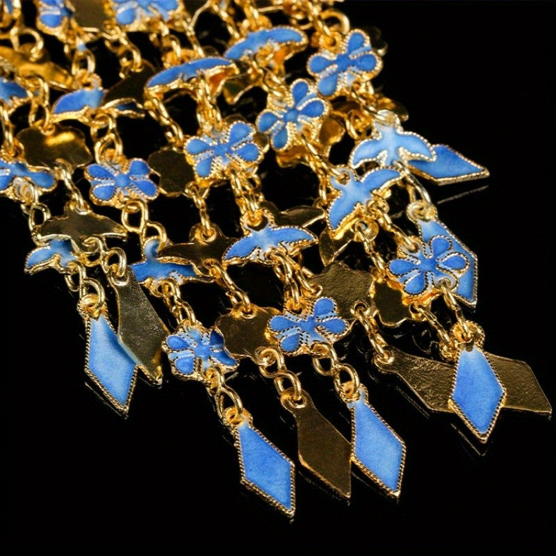 14k Elegant Blue Dragon Earrings