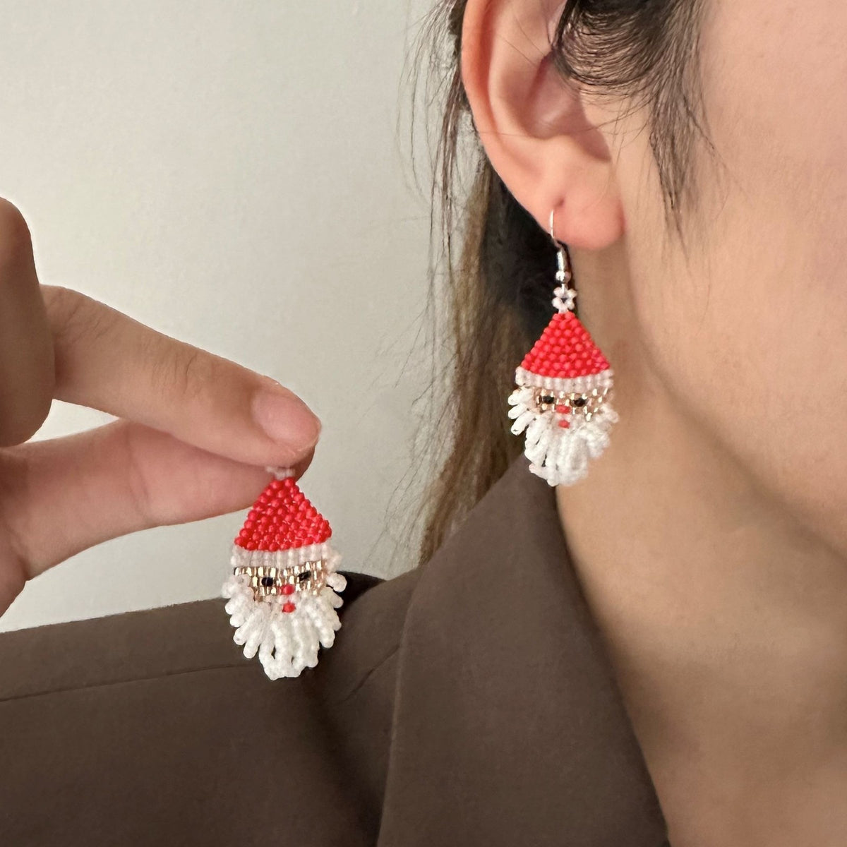 Boho Beaded Santa Claus Earrings