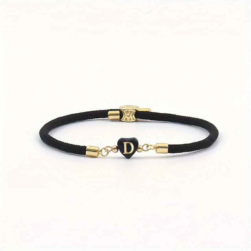 Classy Black Initial Love Bracelet