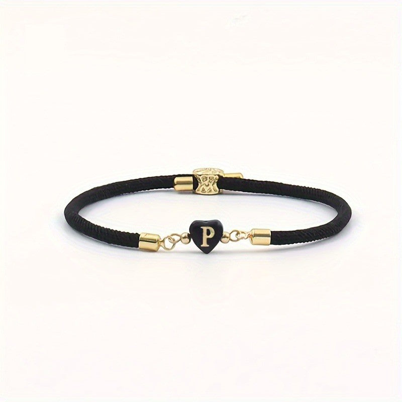 Classy Black Initial Love Bracelet