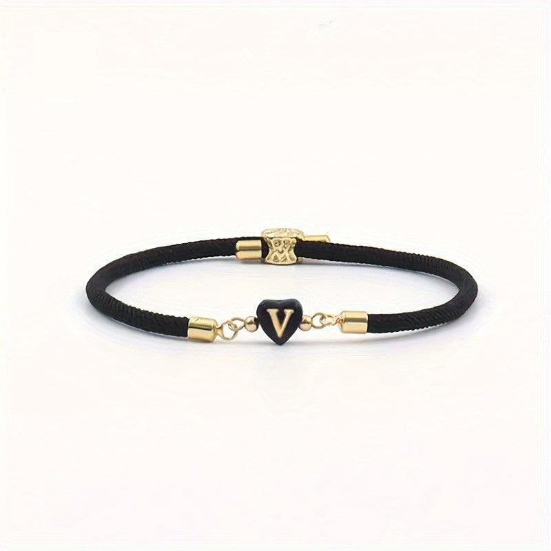 Classy Black Initial Love Bracelet
