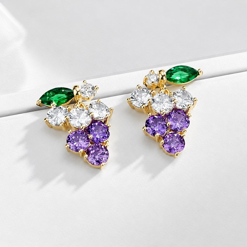 Romantic Purple Grape Cluster Earrings