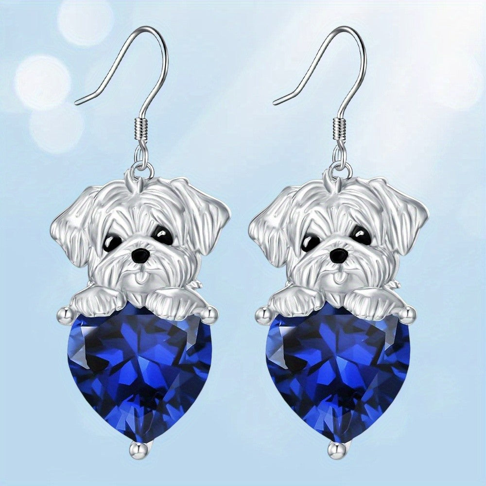 Elegant Puppy Heart Drop Earrings