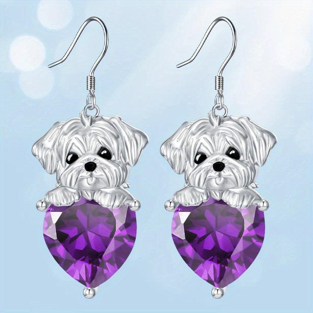 Elegant Puppy Heart Drop Earrings