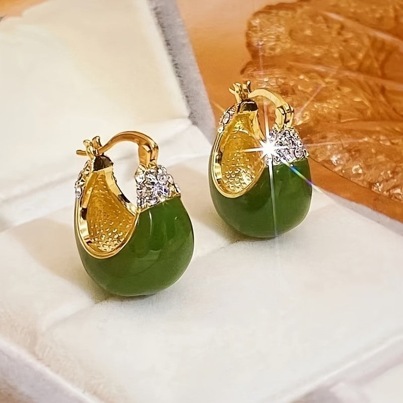 S925 Elegant Green Drop Earrings