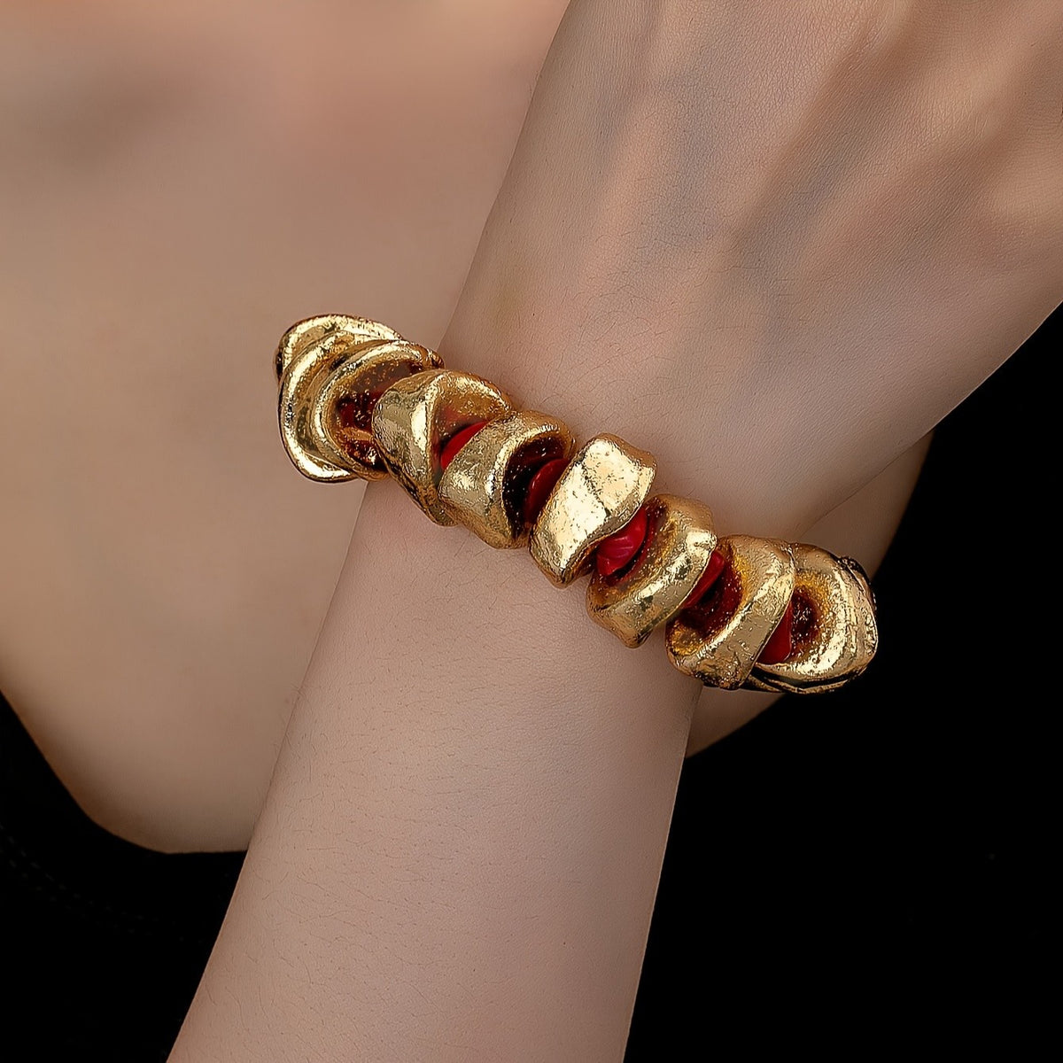 Elegant Twisted Red Inlay Bracelet