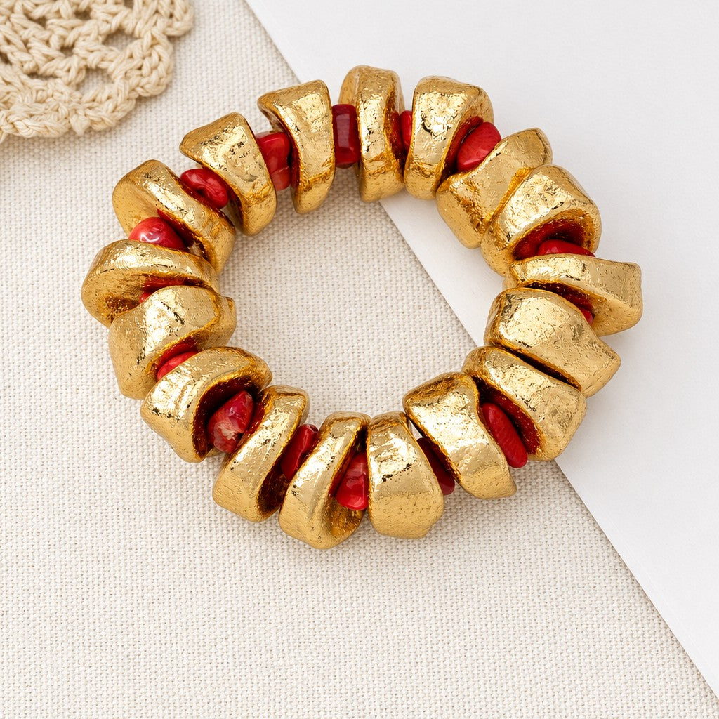 Elegant Twisted Red Inlay Bracelet