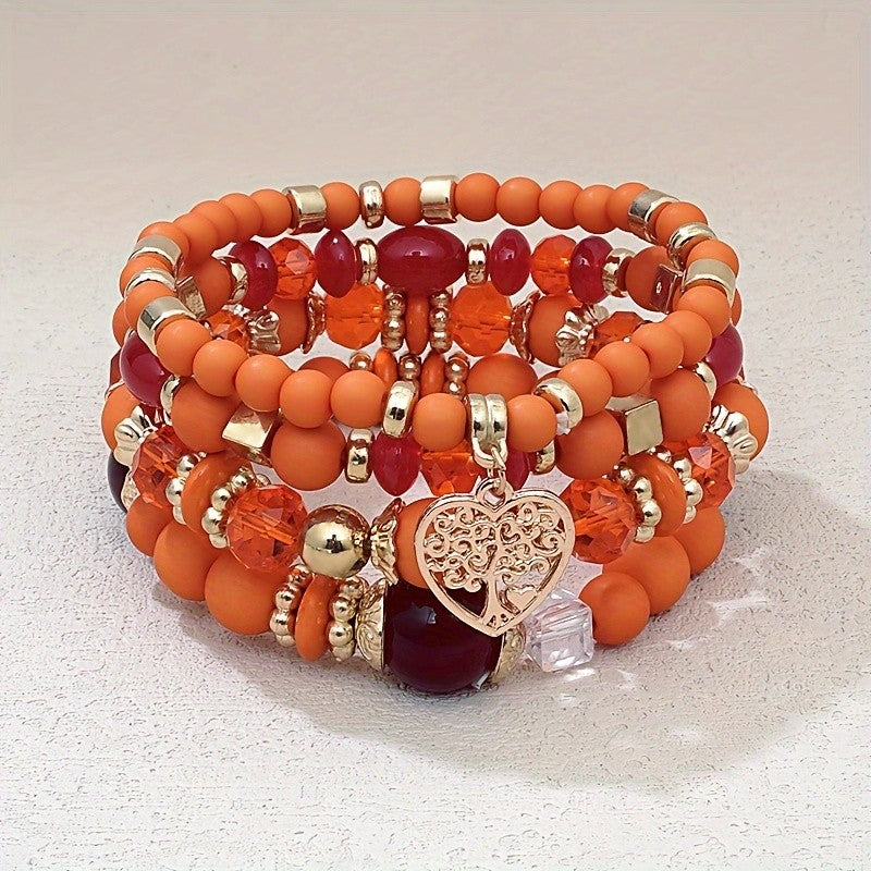 Boho Blue Bead Tree of Life Bracelet Set