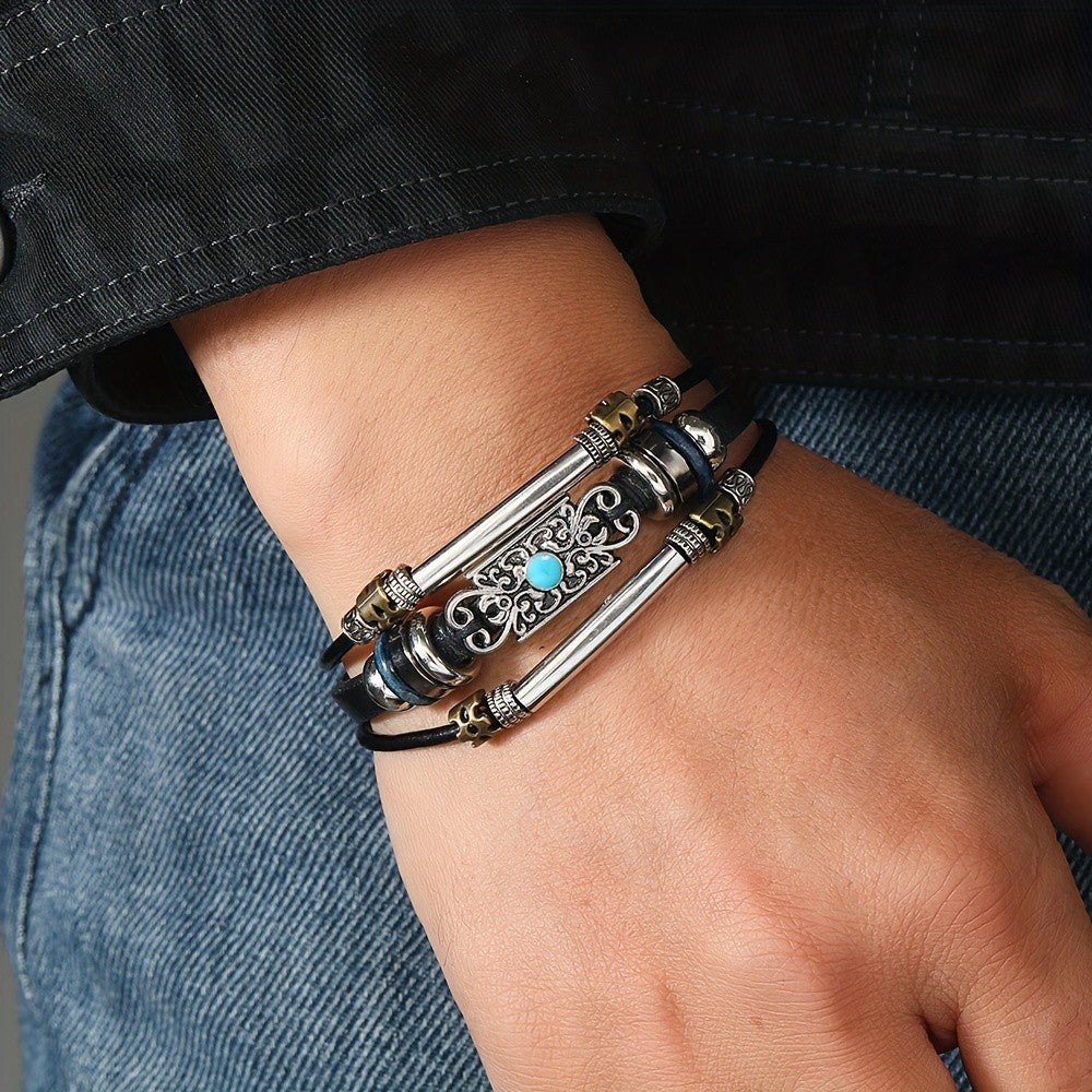 Boho Vintage Turquoise Bar Bracelet Set