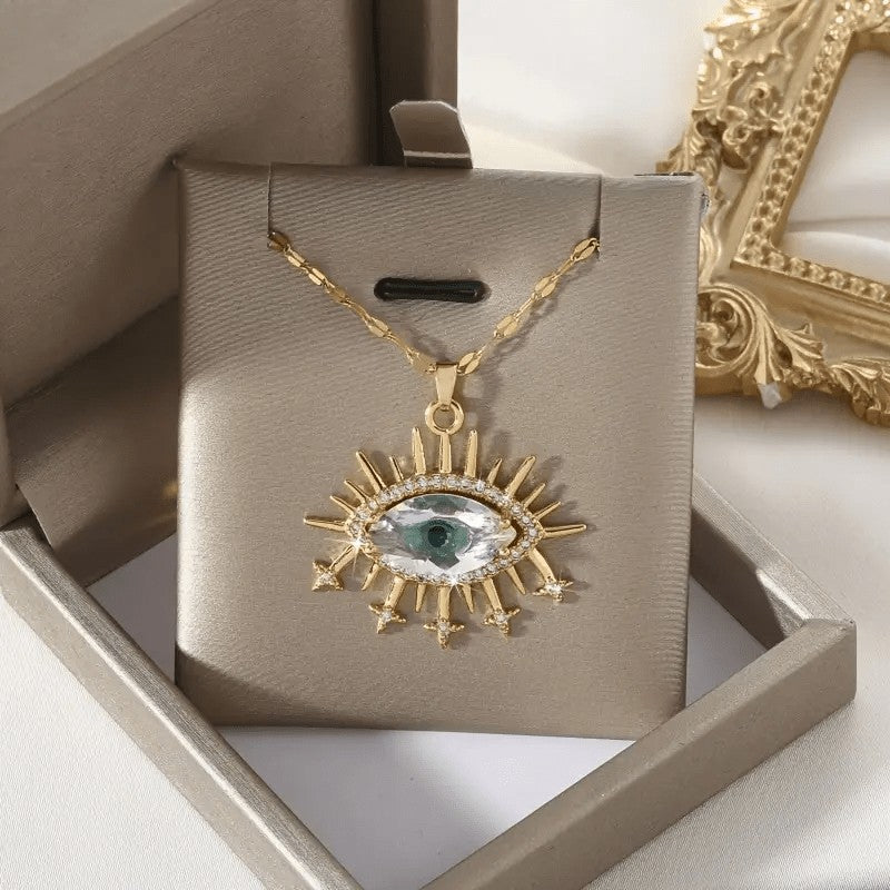 Classy Zirconia Rayed Eye Pendant