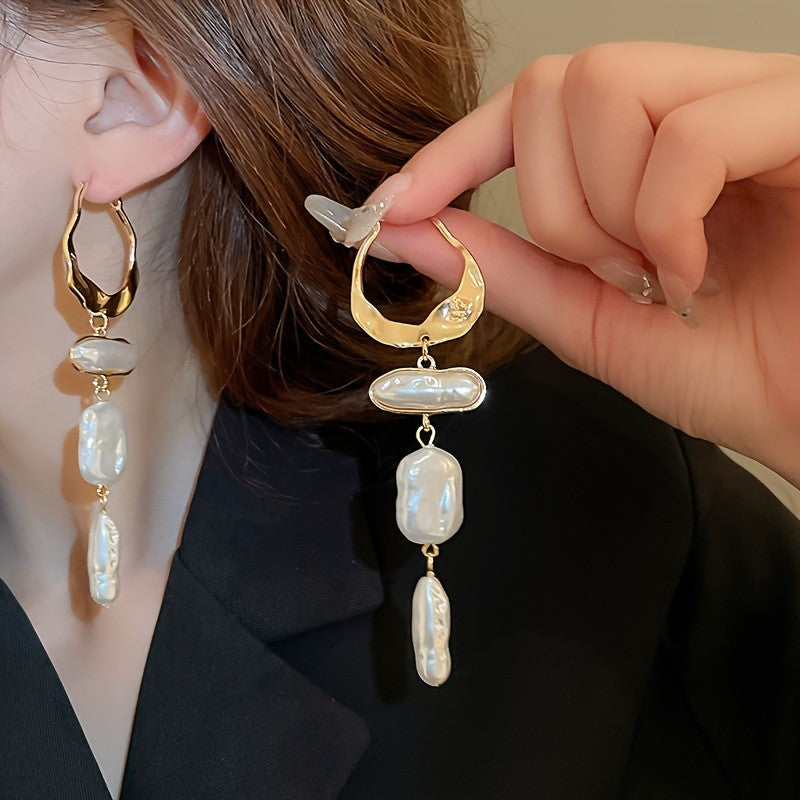 Elegant Irregular Pearl Drop Earrings