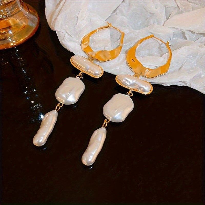 Elegant Irregular Pearl Drop Earrings