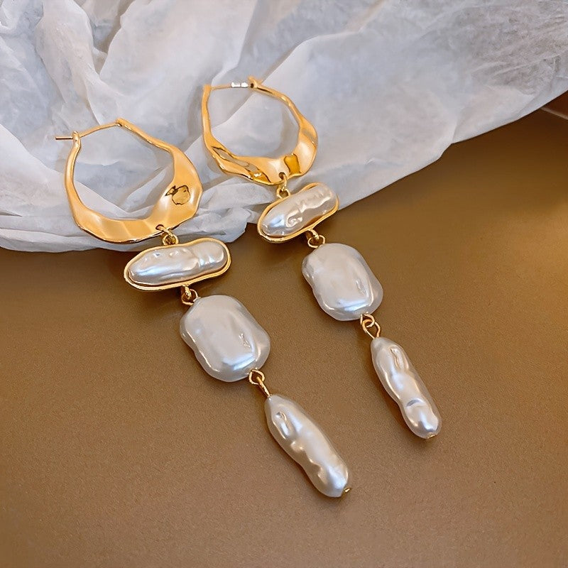 Elegant Irregular Pearl Drop Earrings