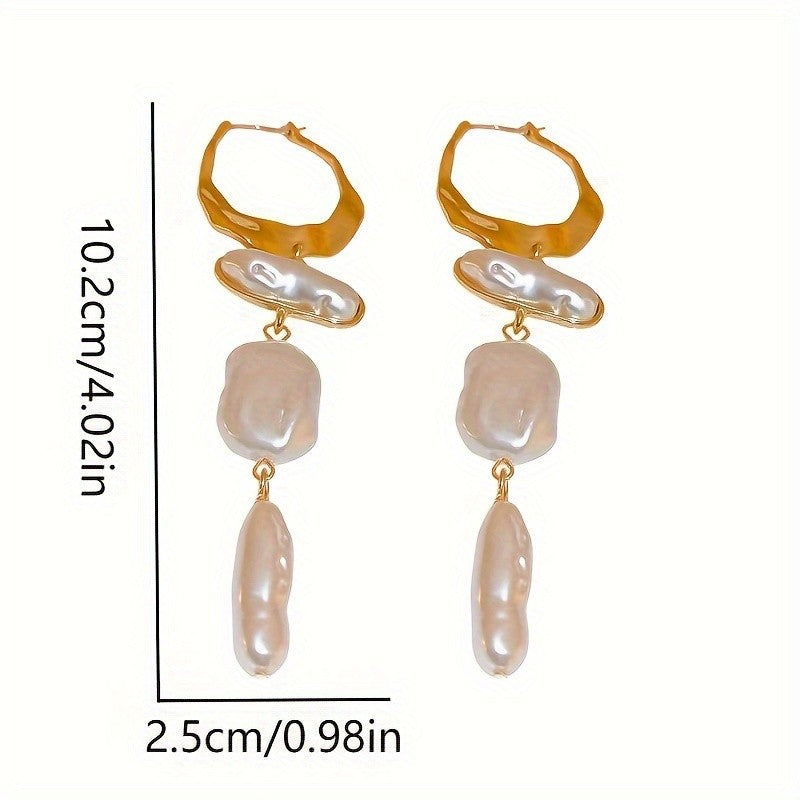 Elegant Irregular Pearl Drop Earrings