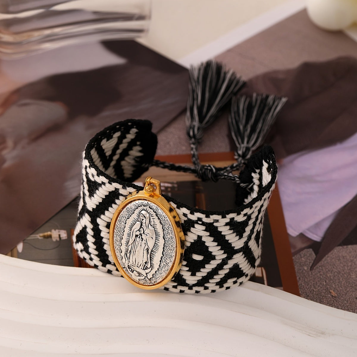 18k Boho Religious Virgin Mary Bracelet